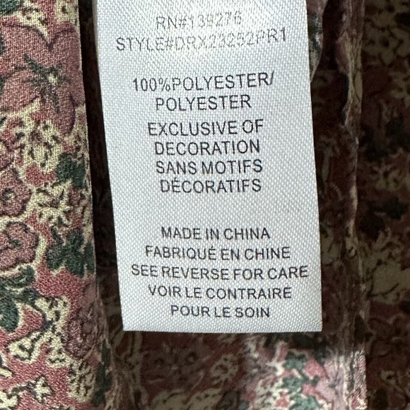 DR2 by Daniel Rainn Blouse Size 1X Pleated Tassels Ditsy Floral Mauve Top NWT - Picture 7 of 10